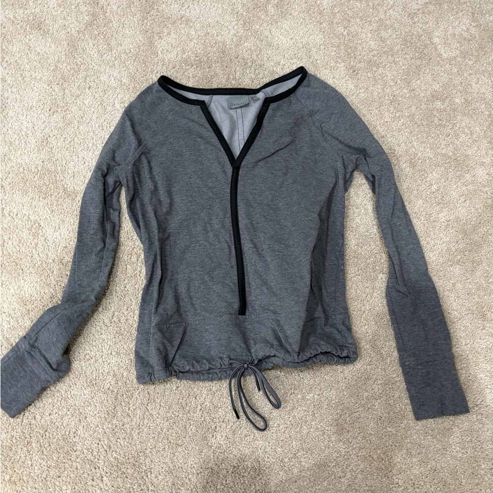 Athleta Charcoal Long Sleeve Top with Black Trim